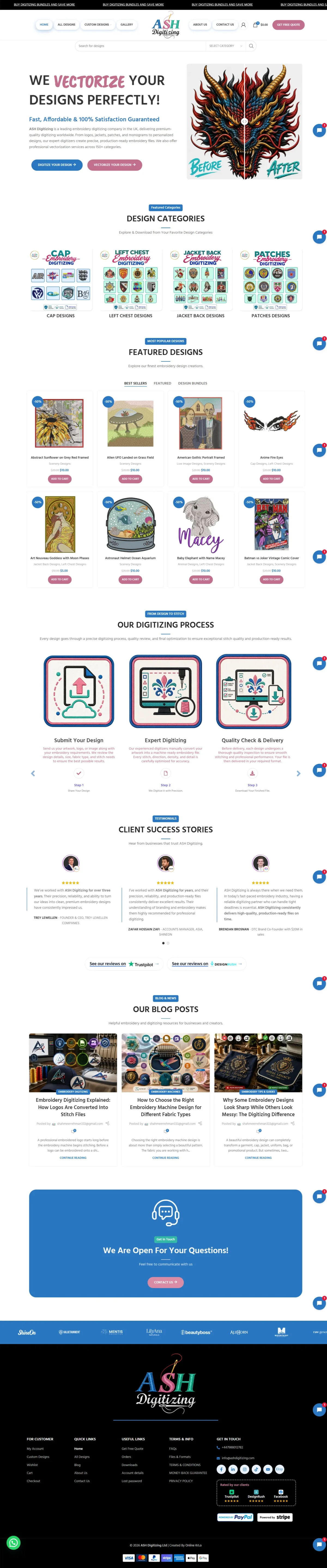Digitizing & Vector Art — Service Website