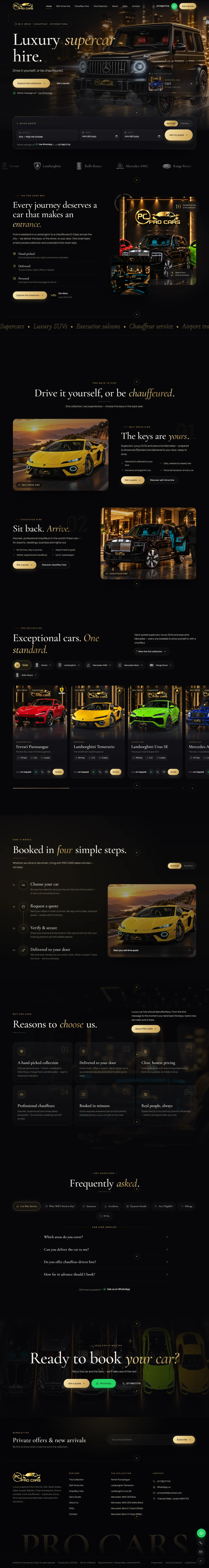 PRO CARS – Luxury & Supercar Hire Website
